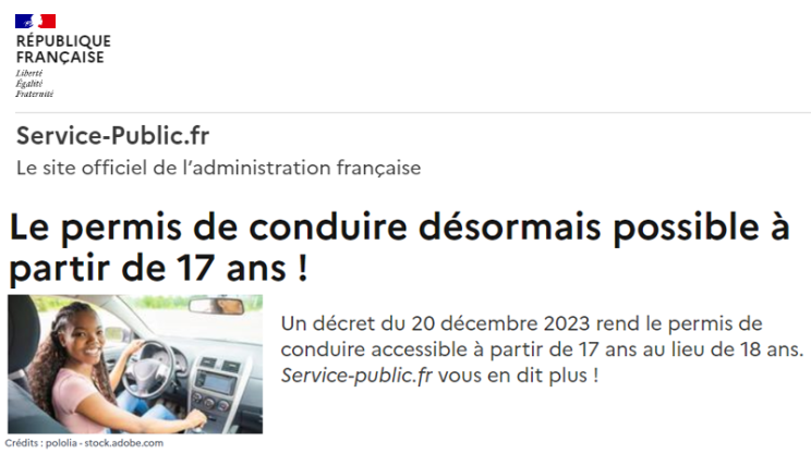 Le permis de conduire désormais possible à partir de 17 ans !